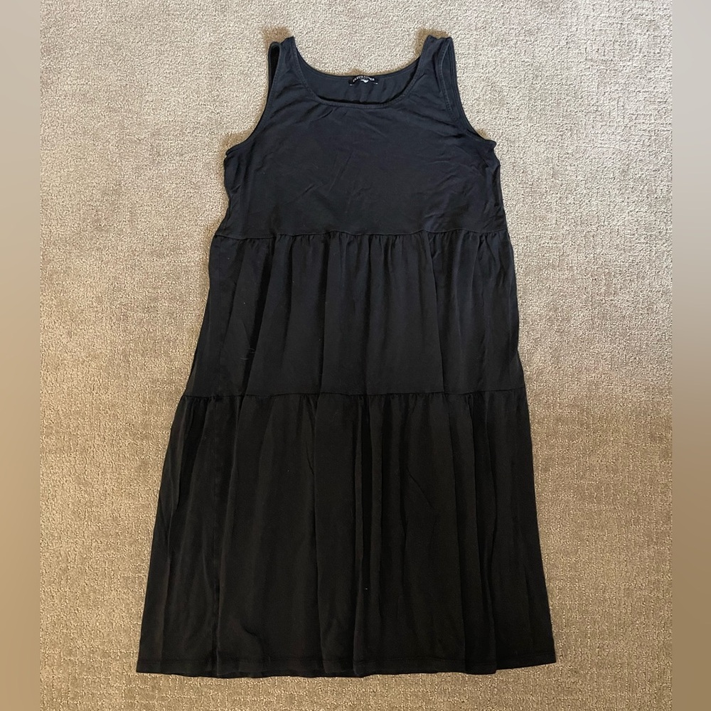 Eileen Fisher Tiered Midi Dress Size S Womens Black Lyocell Sleeveless Casual